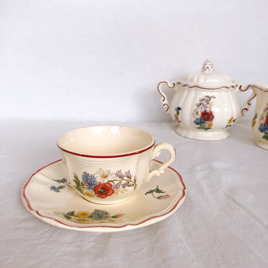 サルグミンヌ sarreguemines アグレスト カップ&ソーサー D フランスアンティーク食器 フランス蚤の市・ブロカント