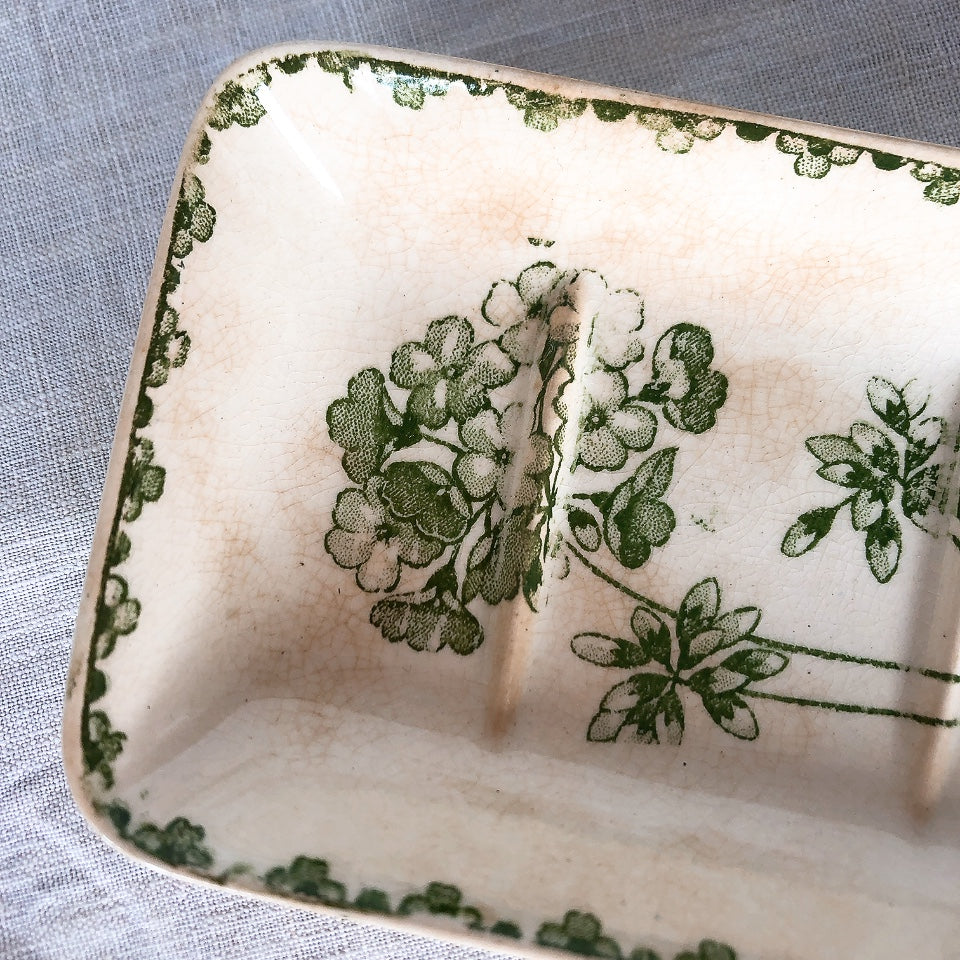 U&Cサルグミンヌ ”GERANIUM” ゼラニウム ソープディッシュ&トゥースブラシディッシュセット フランスアンティーク食器 ブロカント 蚤の市