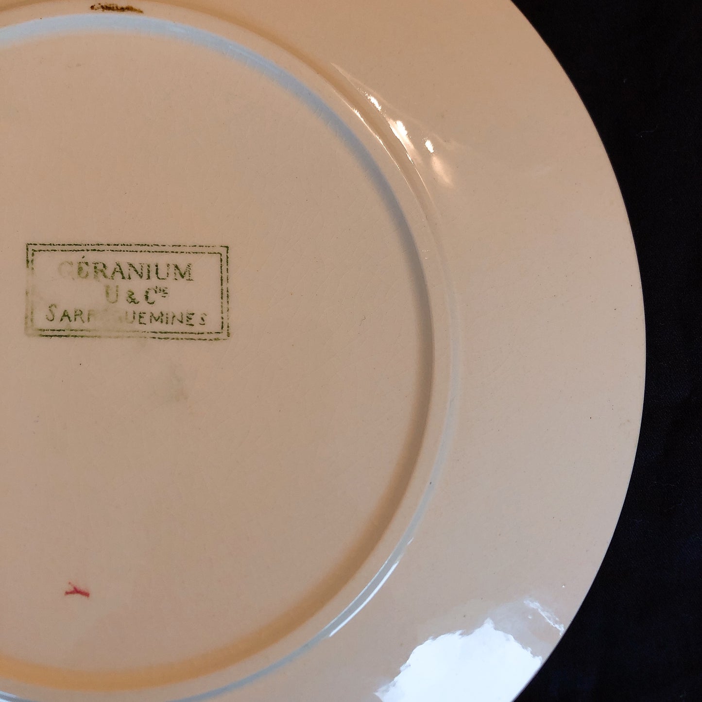 U&Cサルグミンヌ ”GERANIUM” ゼラニウム デザートプレート D フランスアンティーク食器 ブロカント 蚤の市