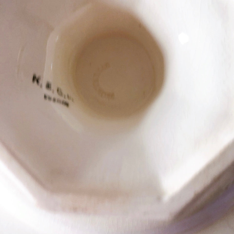 クレイユモントロー オクトゴナル コンポティエ コンポ―ト皿 フランスアンティーク食器 アンティーク食器 ブロカントアンティーク 蚤の市