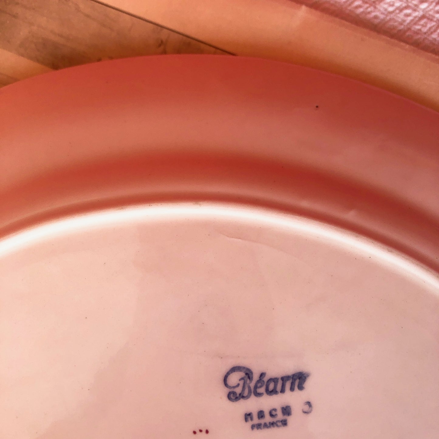 ご予約❤️クレイユモントロー HBCM Béarn バスク柄 オーバル皿 楕円形大皿「ボルドー・ダークブルー」フランスアンティーク・食器・皿・プレート ブロカント