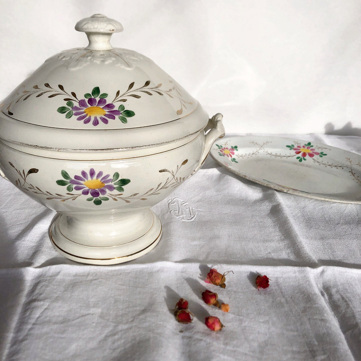 LUNEVILLE リュネビル スーピエール 花柄 フランスアンティーク食器 ブロカント 蚤の市