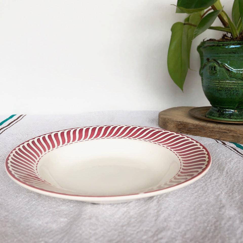 ディゴワンサルグミンヌ Digoin&sarregumines スーププレート/深皿 ”JACQUOT” レッド H フランスアンティーク食器 ブロカント 蚤の市