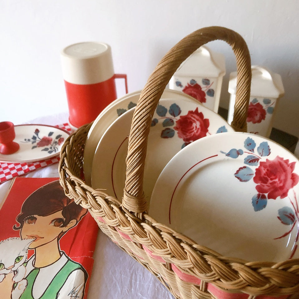 フランスアンティーク バドンヴィレー バラ柄スーププレート 深皿 フランスアンティーク食器 ブロカントアンティーク 蚤の市