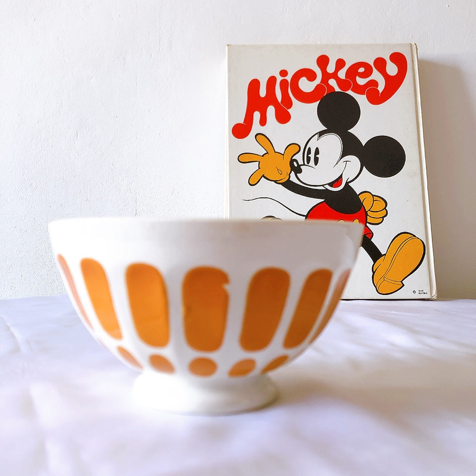 ディゴワン&サルグミンヌ カフェオレボウル オレンジxホワイト a フランスアンティーク食器 ブロカントアンティーク 蚤の市