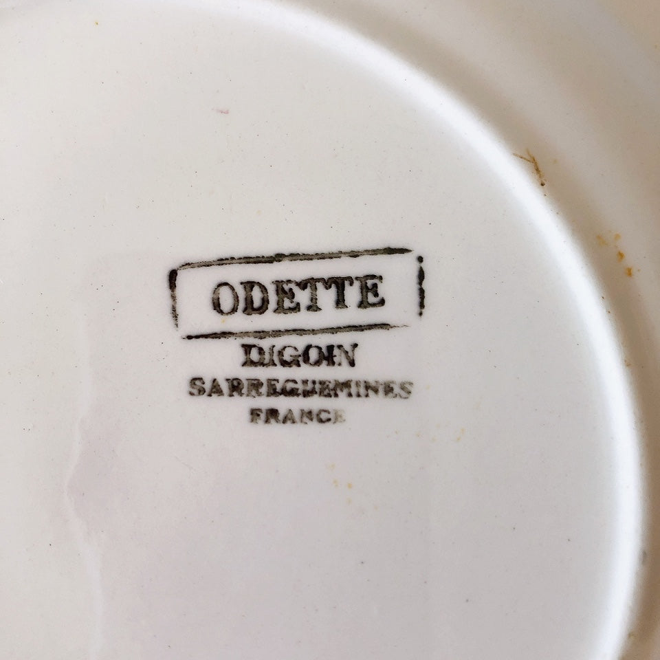 ディゴワンサルグミンヌ Digoin&sarregumines ”ODETTE” 平皿 C 赤 フランスアンティーク食器 ブロカント 蚤の市