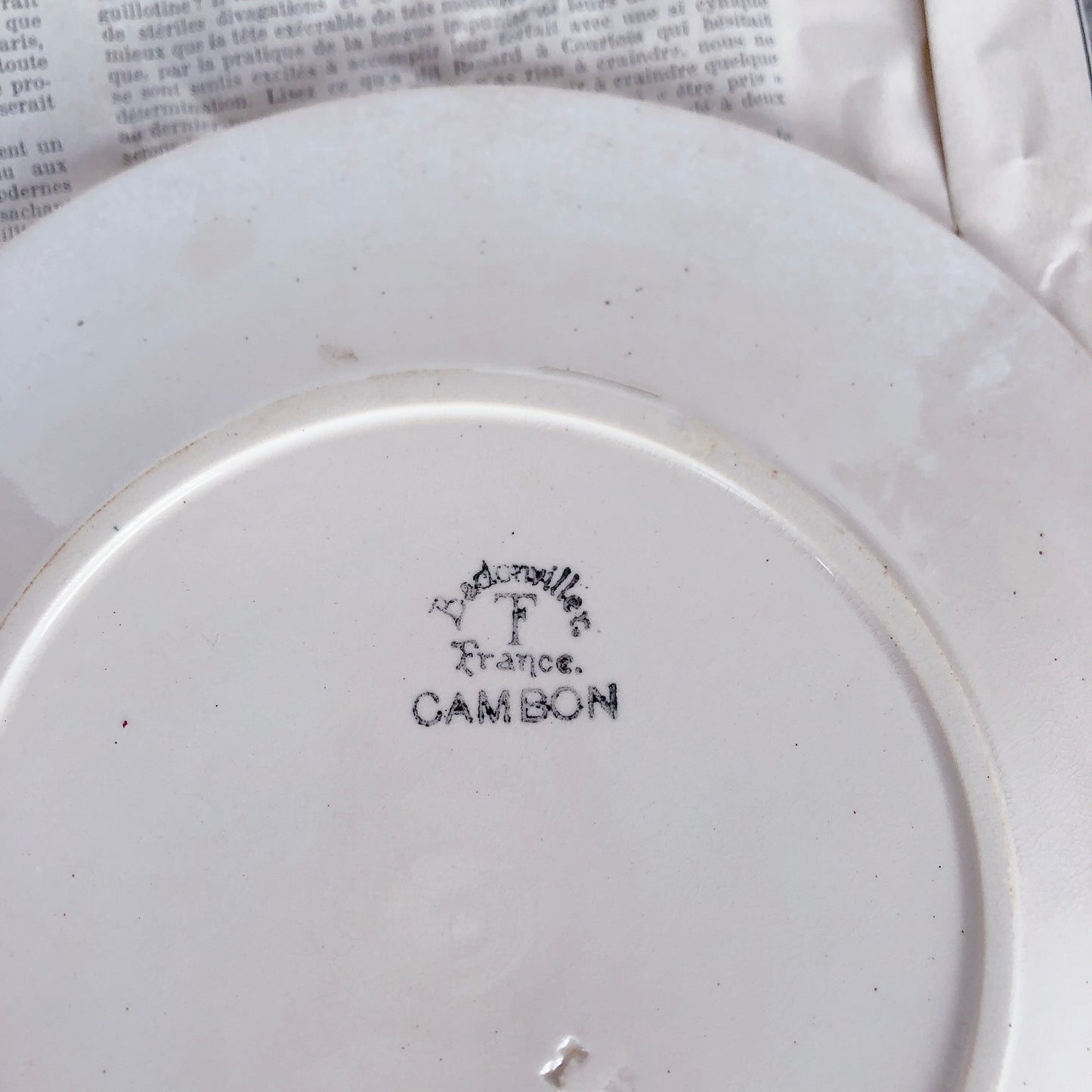 バドンヴィレー Badonviller CAMBON ディナープレート 平皿 B ブロカント フランスアンティーク食器 ビンテージ食器