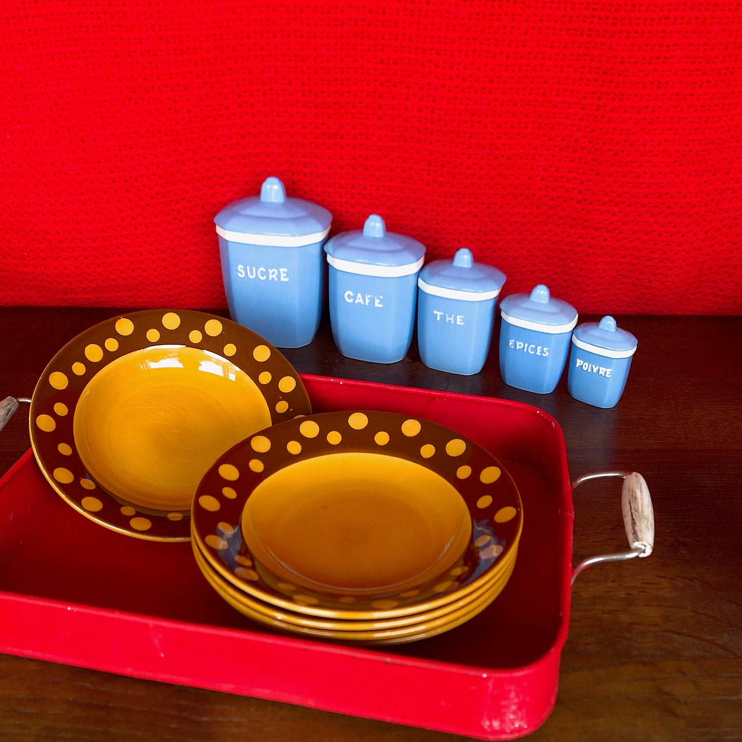 フランスアンティーク ディゴワンサルグミンヌ 陶器キャニスター 5点セット フランスアンティーク食器 ブロカント 蚤の市