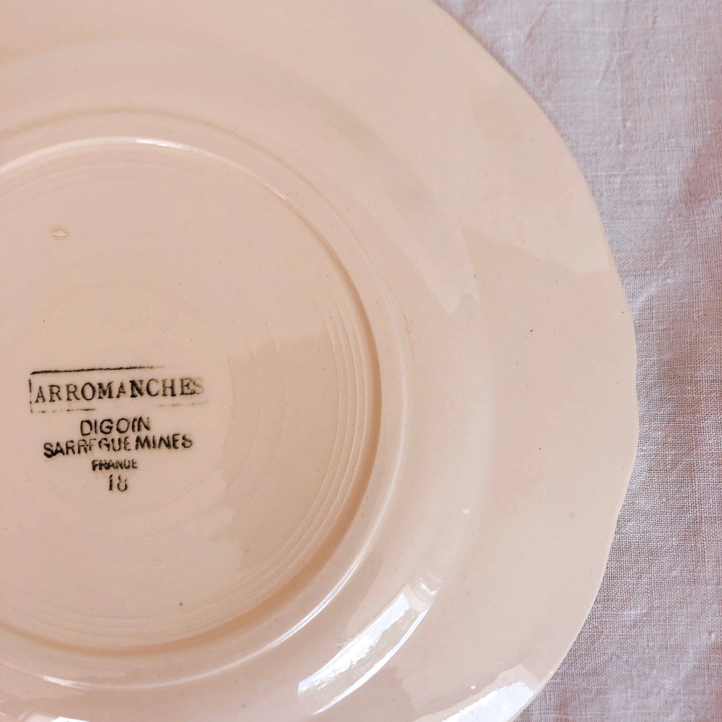 ディゴワンサルグミンヌ 花リム 『ARROMANCHES』 シリーズ ディナープレート 平皿 C フランスアンティーク食器 蚤の市 ブロカント