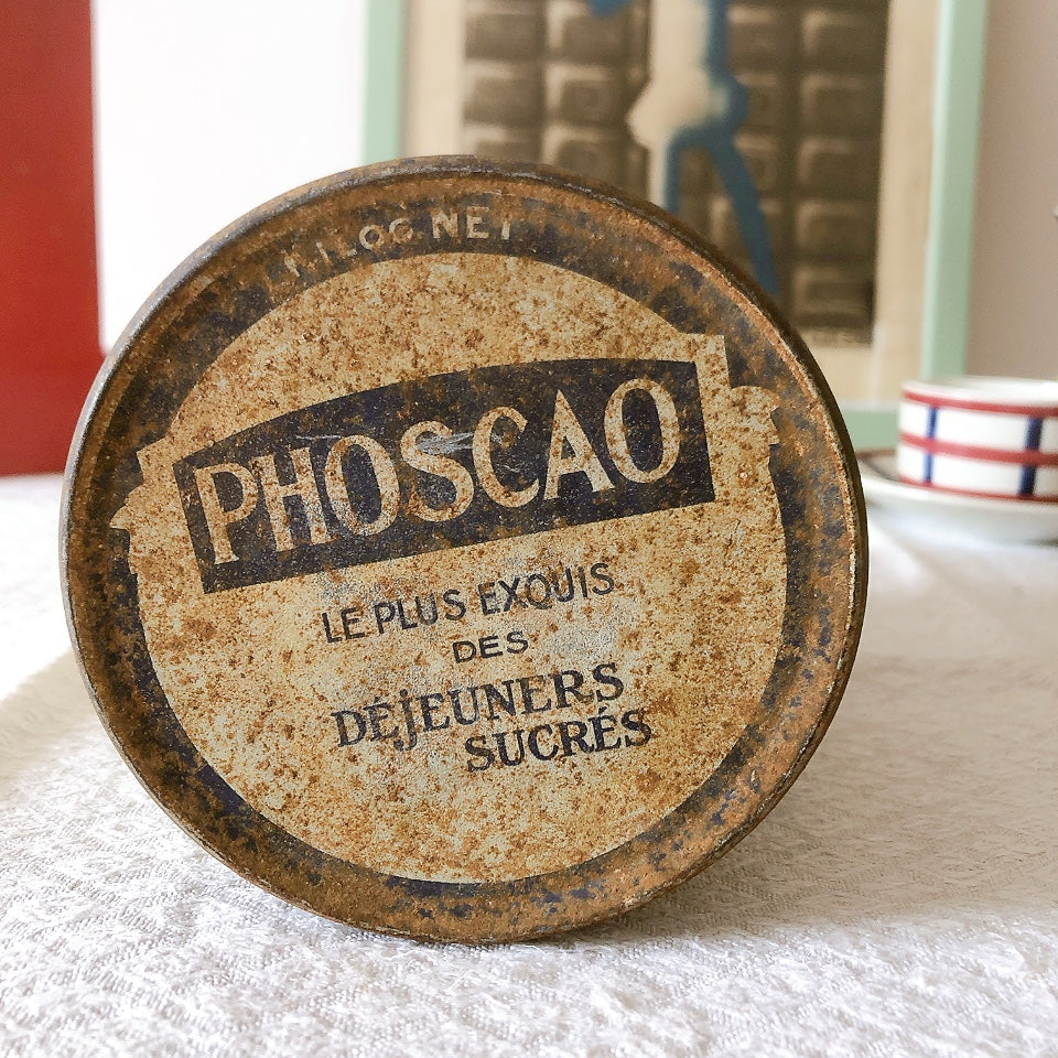 フランスアンティーク PHOSCAO フォスカオ TIN缶 "CHOCOLAT AU LAIT EN POUDRE(ココア)" フランスアンティーク・ヴィンテージ雑貨 ブロカント・蚤の市