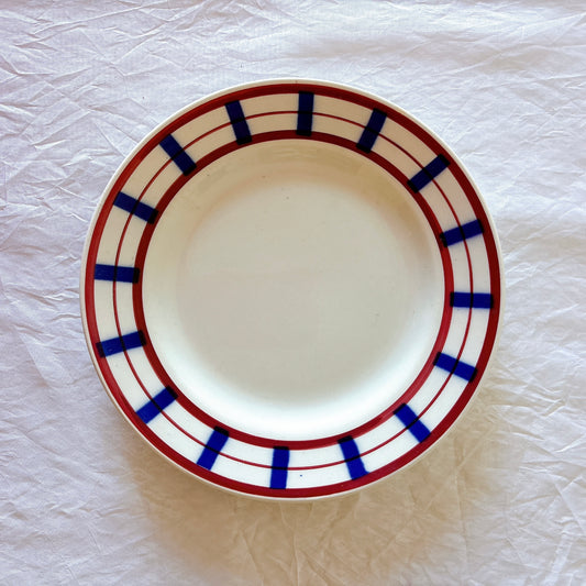 FANDANGO バスク柄 デザートプレート 18.7cm 赤×青 ディゴワンサルグミンヌ フランスアンティーク