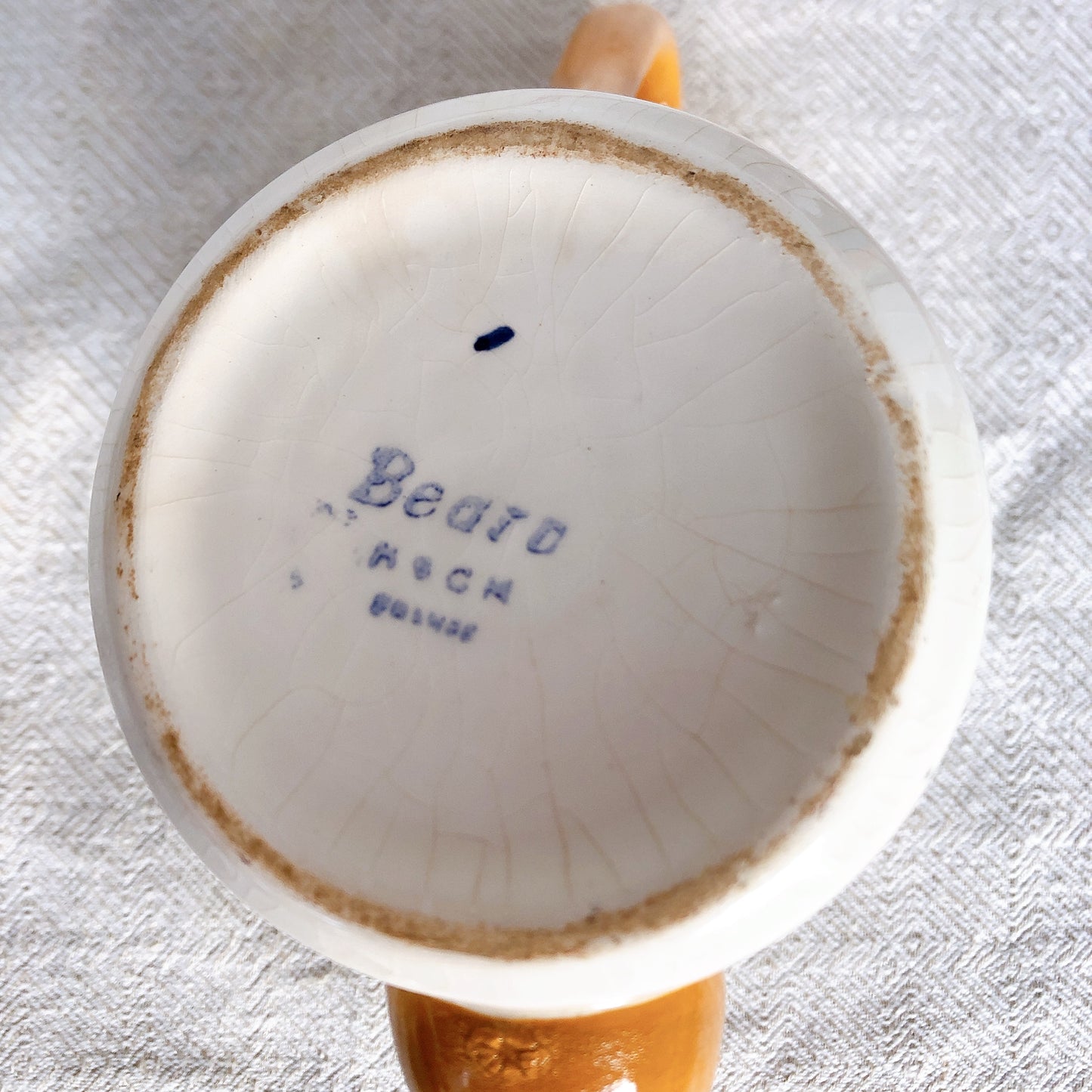 クレイユモントロー HBCM Béarn バスク柄 コーヒー/ティポット「イエロー・ブルー」フランスアンティーク ブロカント 蚤の市 バスク柄食器