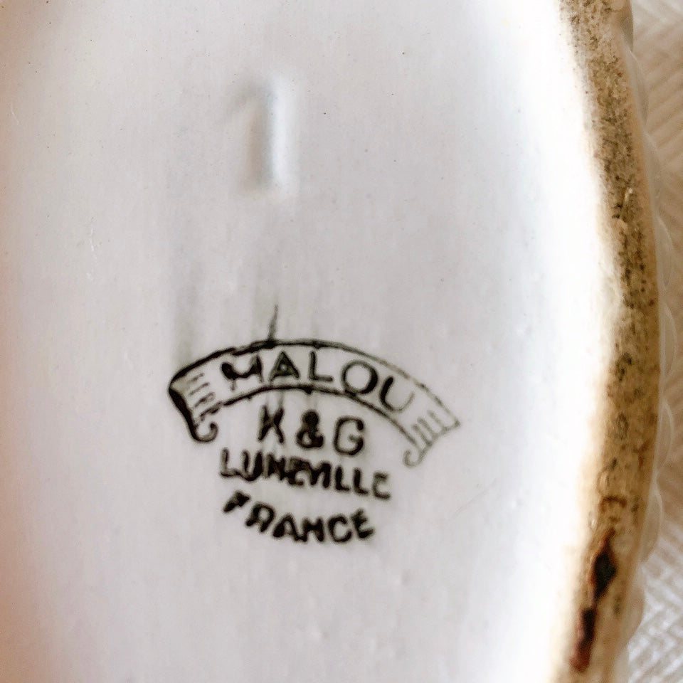 リュネヴィル K&G LUNEVILLE " MALOU"シリーズ 陶器製キャニスター FARINE フランスアンティーク食器 蚤の市 ブロカント