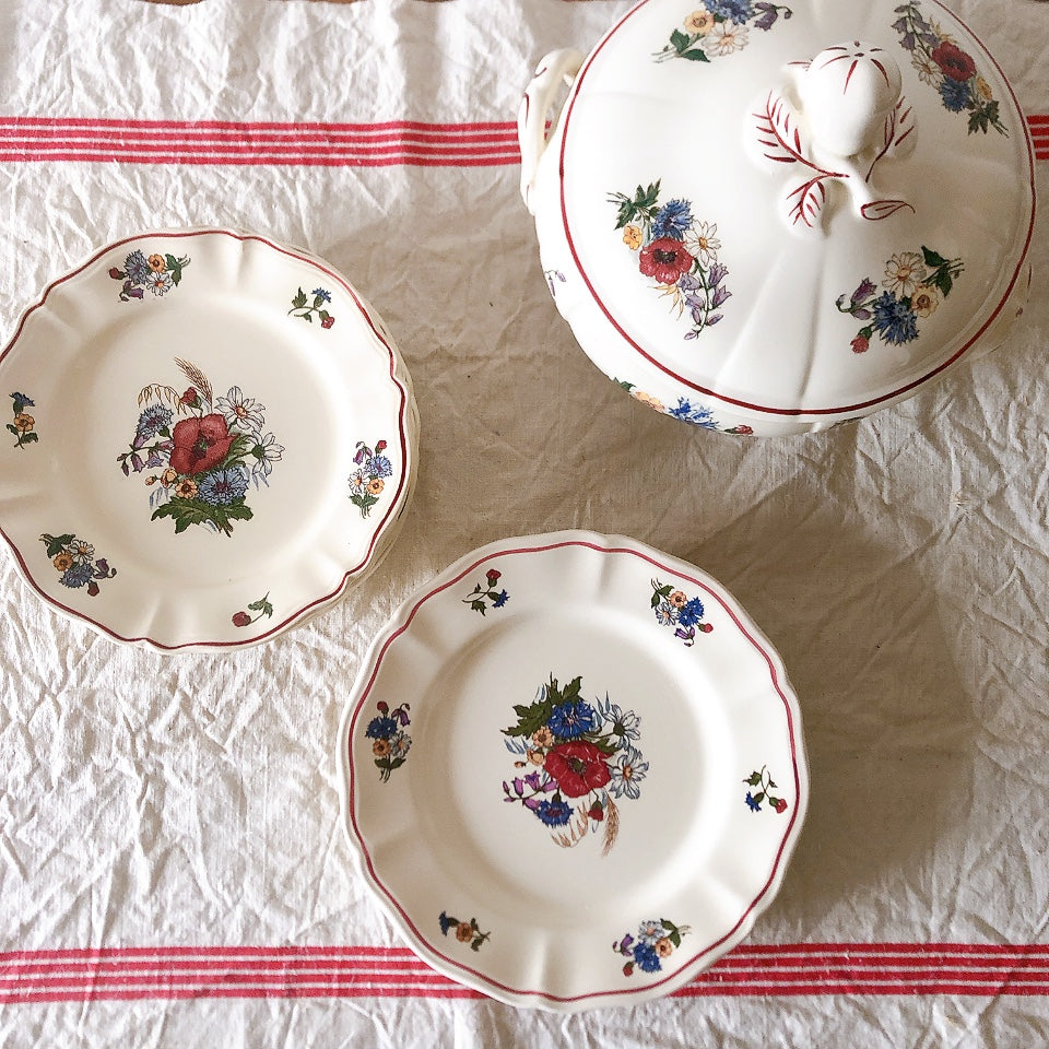 ご予約お纏め21点 サルグミンヌ sarreguemines アグレスト プレート 21㎝ 3枚セット フランスアンティーク食器 フランス蚤の市・ブロカント