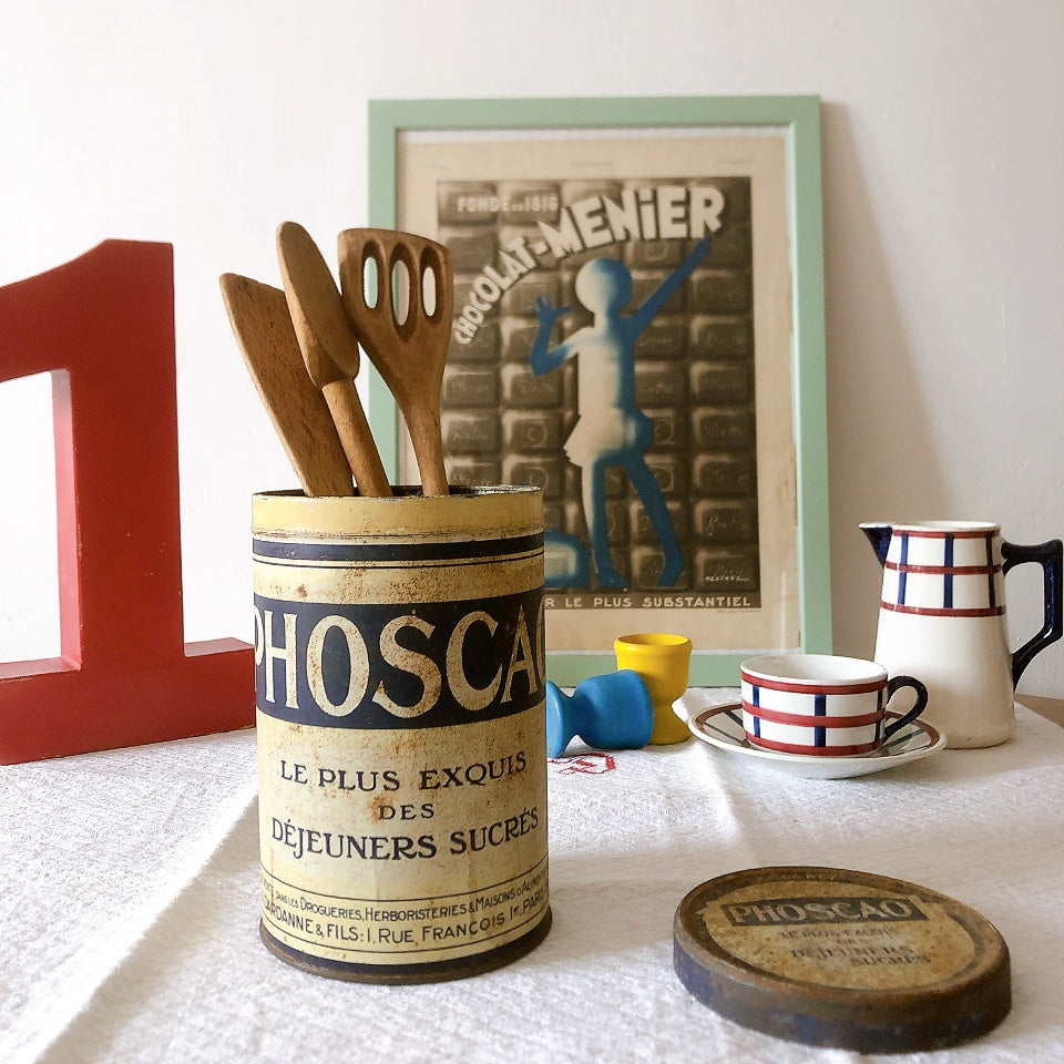 フランスアンティーク PHOSCAO フォスカオ TIN缶 "CHOCOLAT AU LAIT EN POUDRE(ココア)" フランスアンティーク・ヴィンテージ雑貨 ブロカント・蚤の市
