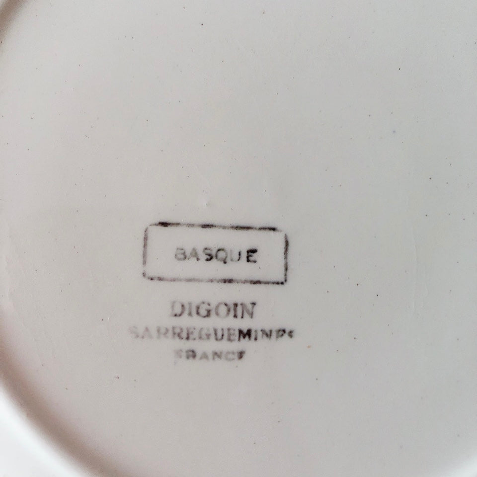 ディゴワンサルグミンヌ 『BASQUE』バスク柄 スーププレート 深皿 a ルージュ・マリンブルー フランスアンティーク食器 フランス蚤の市 ブロカントアンティーク
