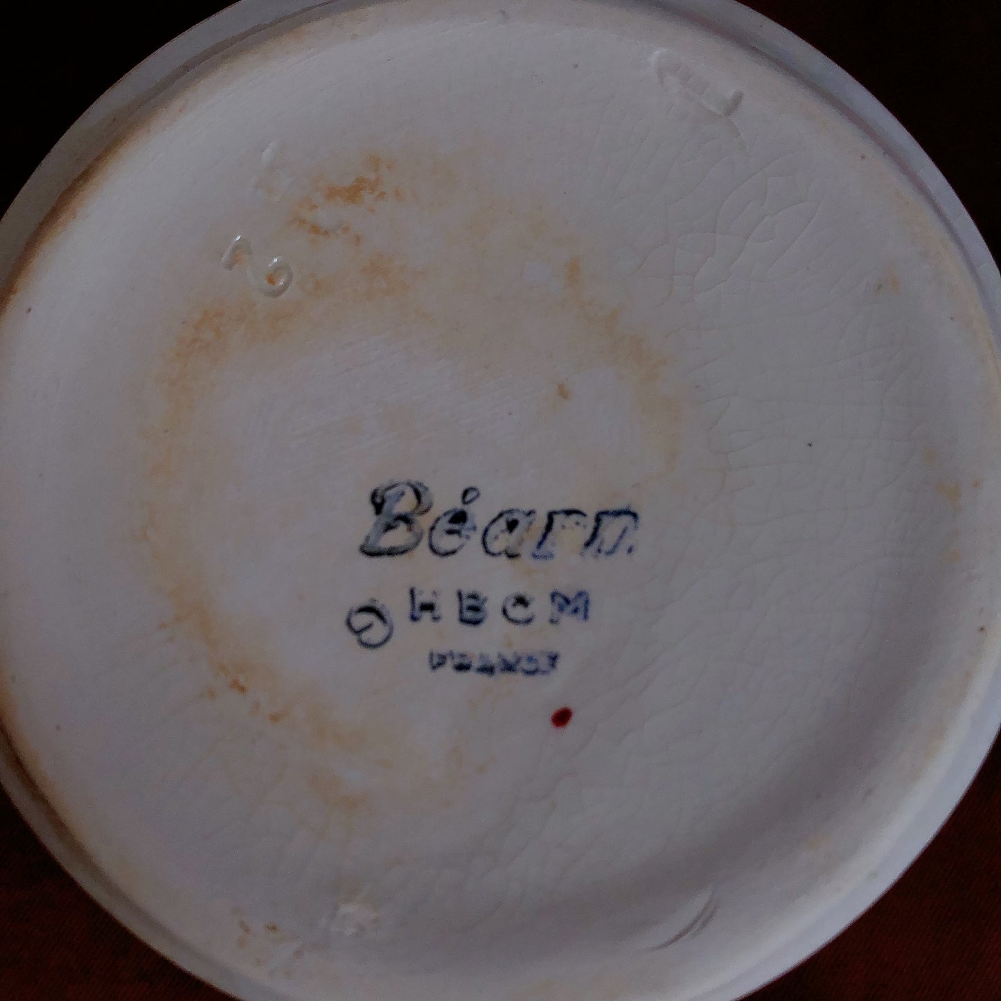 クレイユモントロー HBCM Béarn バスク柄 コーヒー/ティポット B「レッド・ブルー」フランスアンティーク食器 ブロカント 蚤の市 アンティーク食器 バスク柄アンティーク