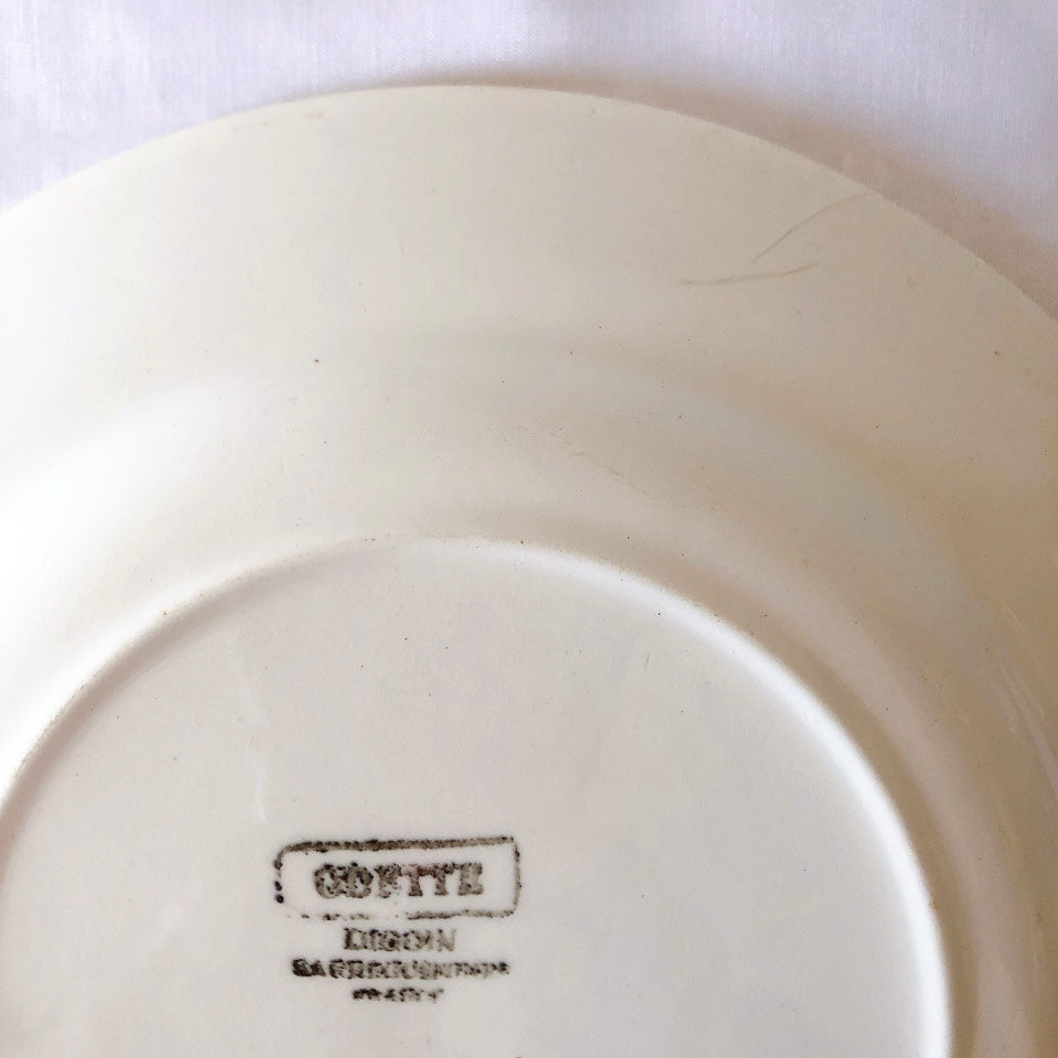 ディゴワンサルグミンヌ Digoin&sarregumines ”ODETTE” 平皿 B 赤 フランスアンティーク食器 ブロカント 蚤の市