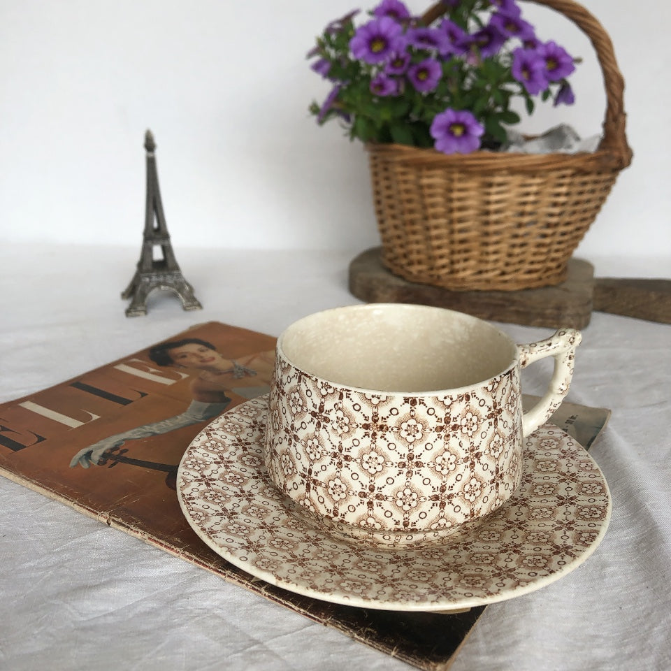 予約済 フランスアンティーク ヴィエイヤーボルドー ショコラカップ&ソーサー &コランダ(水切り)フランスブロカント・蚤の市