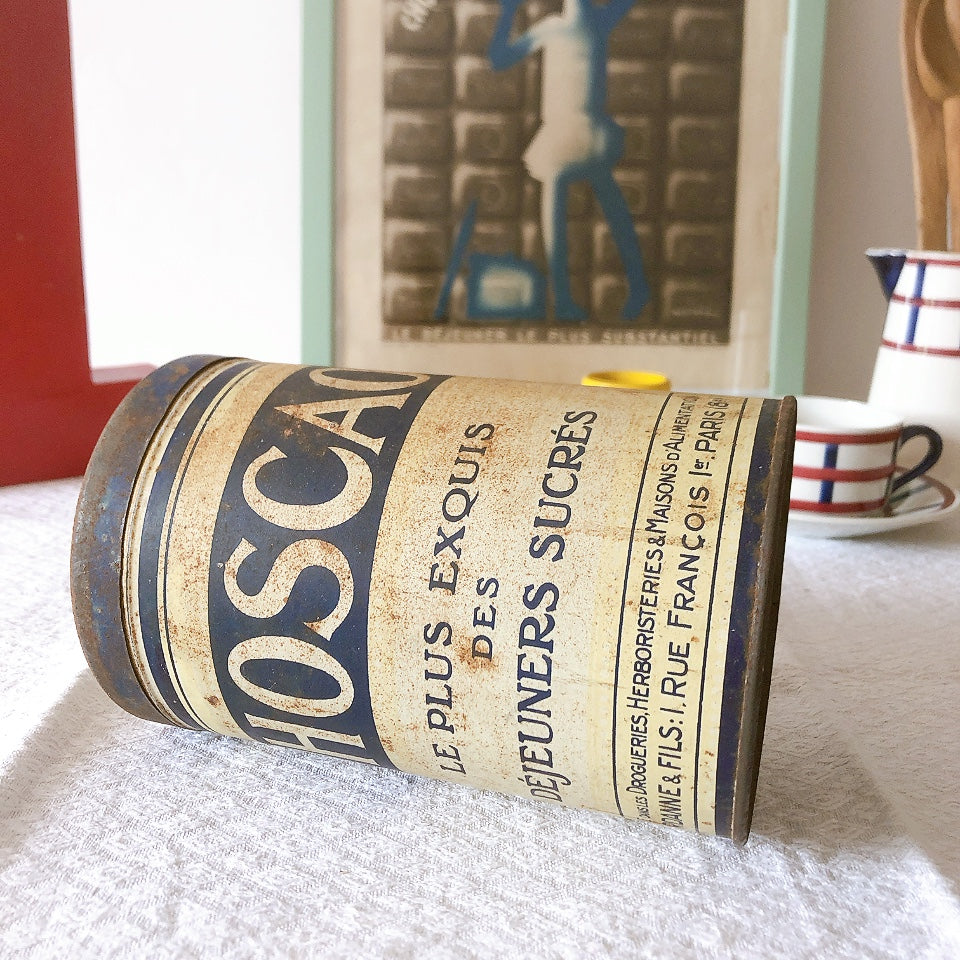 フランスアンティーク PHOSCAO フォスカオ TIN缶 "CHOCOLAT AU LAIT EN POUDRE(ココア)" フランスアンティーク・ヴィンテージ雑貨 ブロカント・蚤の市