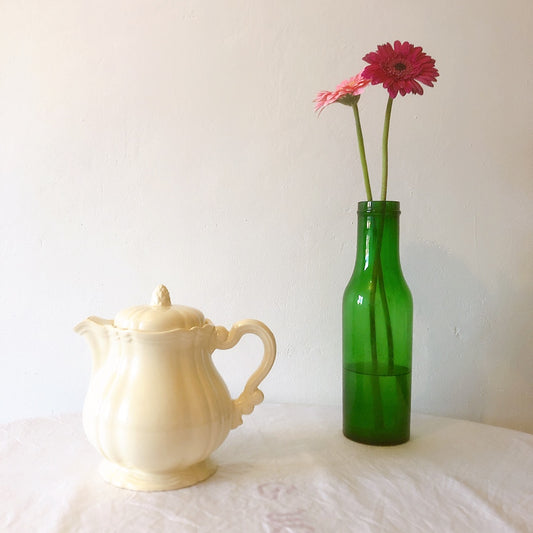 ディゴワンサルグミンヌ Digoin&sarreguemines 花リム ティー/コーヒーポット フランスアンティーク食器 フランス蚤の市・ブロカント