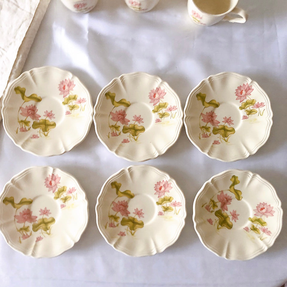 ディゴワンサルグミンヌ Digoin&sarreguemines Lotus ロチュス コーヒー/ティーポット&カップ&ソーサー フランスアンティーク食器 ブロカントアンティーク 蚤の市