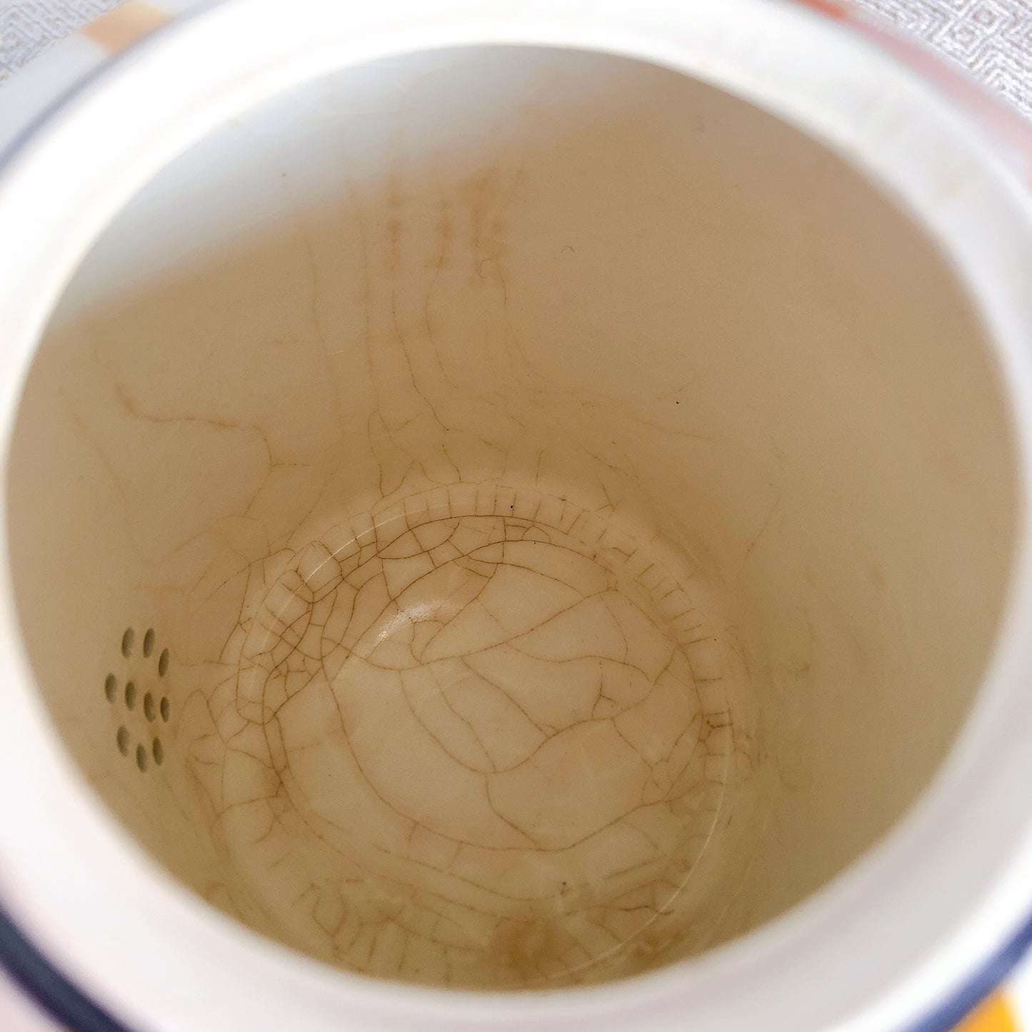 クレイユモントロー HBCM Béarn バスク柄 コーヒー/ティポット「イエロー・ブルー」フランスアンティーク ブロカント 蚤の市 バスク柄食器