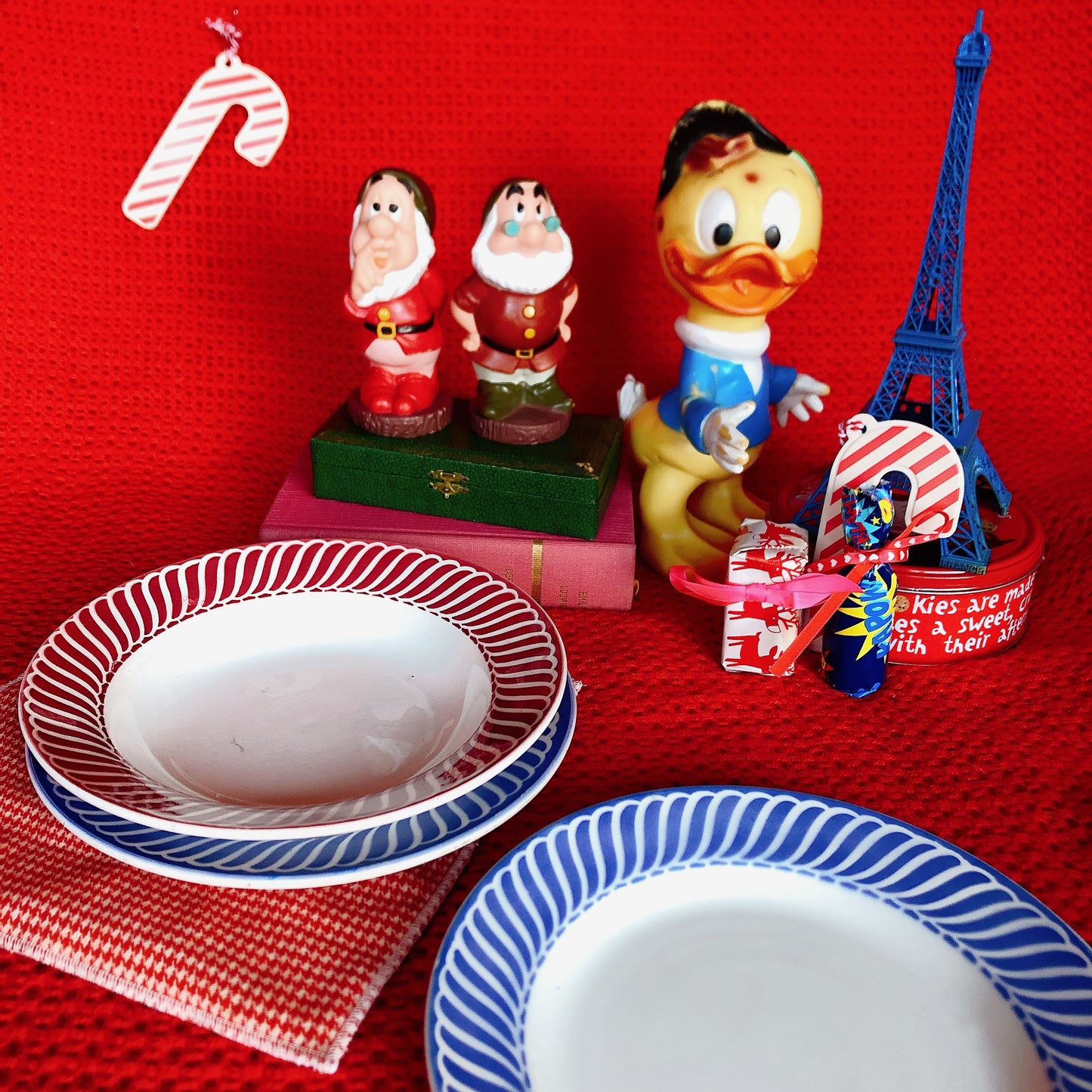 ディゴワンサルグミンヌ Digoin&sarregumines スーププレート/深皿 ”JACQUOT” レッド フランスアンティーク食器 ブロカント 蚤の市