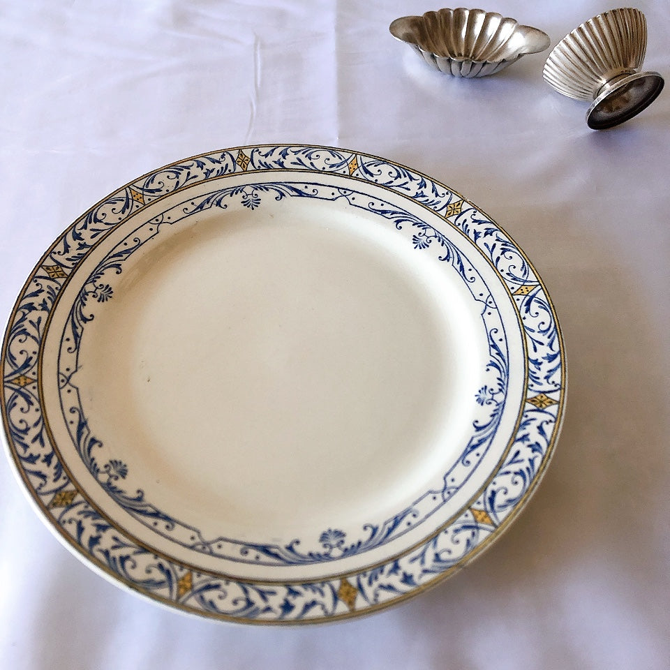 クレイユモントロー ディナープレート『COLBERT』コルベール フランスアンティークプレート フランスアンティーク食器 ブロカントアンティーク 蚤の市