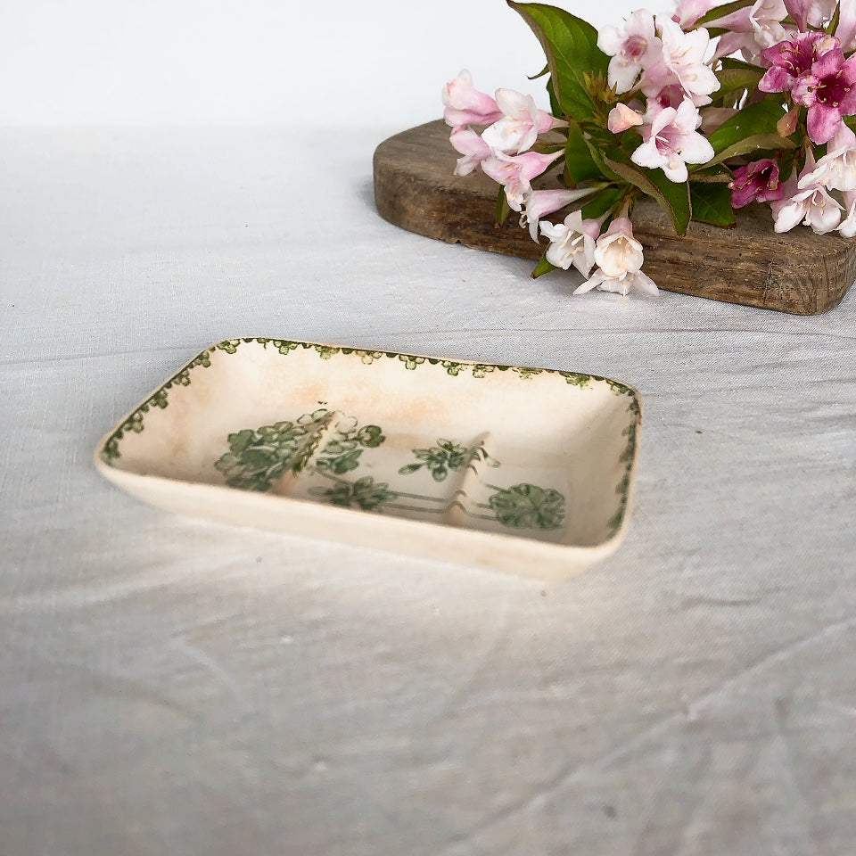 U&Cサルグミンヌ ”GERANIUM” ゼラニウム ソープディッシュ&トゥースブラシディッシュセット フランスアンティーク食器 ブロカント 蚤の市