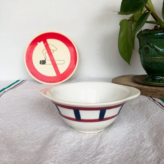 ご予約済 バドンヴィレー バスク柄ボウル B 「レッド・ブルー」フランスアンティーク食器・皿・プレート ブロカント