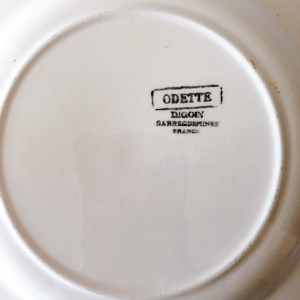 ディゴワンサルグミンヌ Digoin&sarregumines ”ODETTE” 平皿 C 赤 フランスアンティーク食器 ブロカント 蚤の市