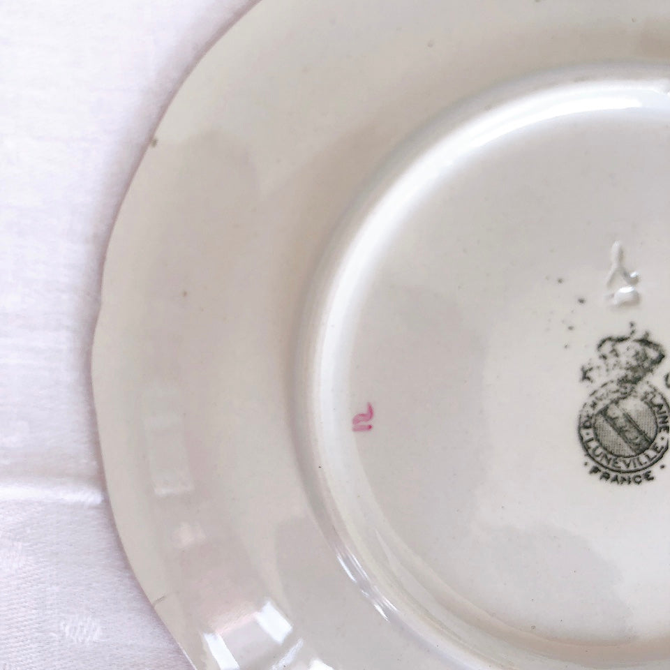 リュネヴィル " Réverbère"シリーズ ソーサー 小皿 デザート皿 3点セット A フランスアンティーク食器 蚤の市 ブロカント