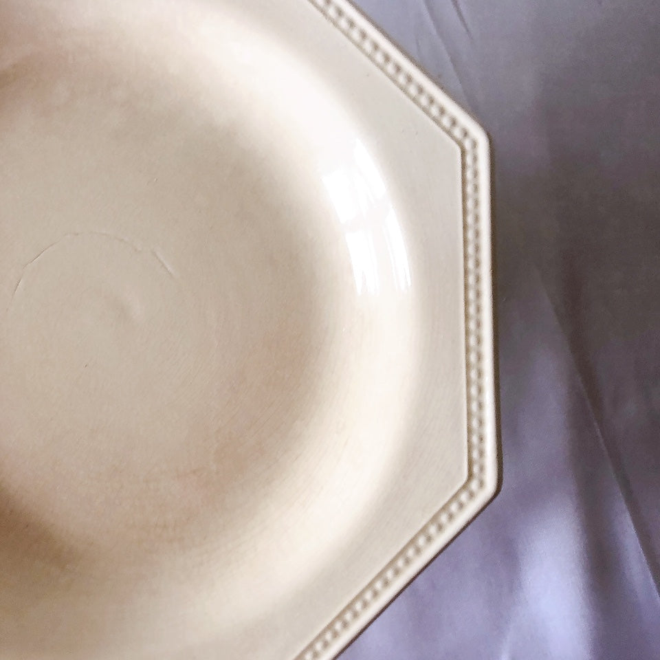 クレイユモントロー オクトゴナル コンポティエ コンポ―ト皿 フランスアンティーク食器 アンティーク食器 ブロカントアンティーク 蚤の市