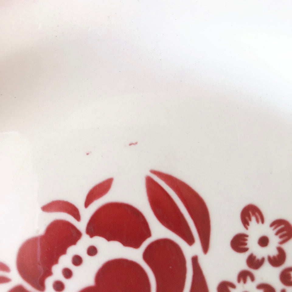 ディゴワンサルグミンヌ Digoin&sarregumines ”ODETTE” 平皿 A 赤 フランスアンティーク食器 ブロカント 蚤の市