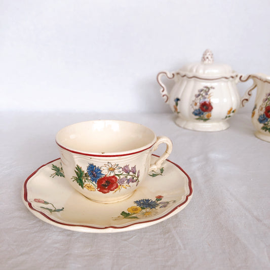 ご予約サルグミンヌ sarreguemines アグレスト カップ&ソーサー C フランスアンティーク食器 フランス蚤の市・ブロカント