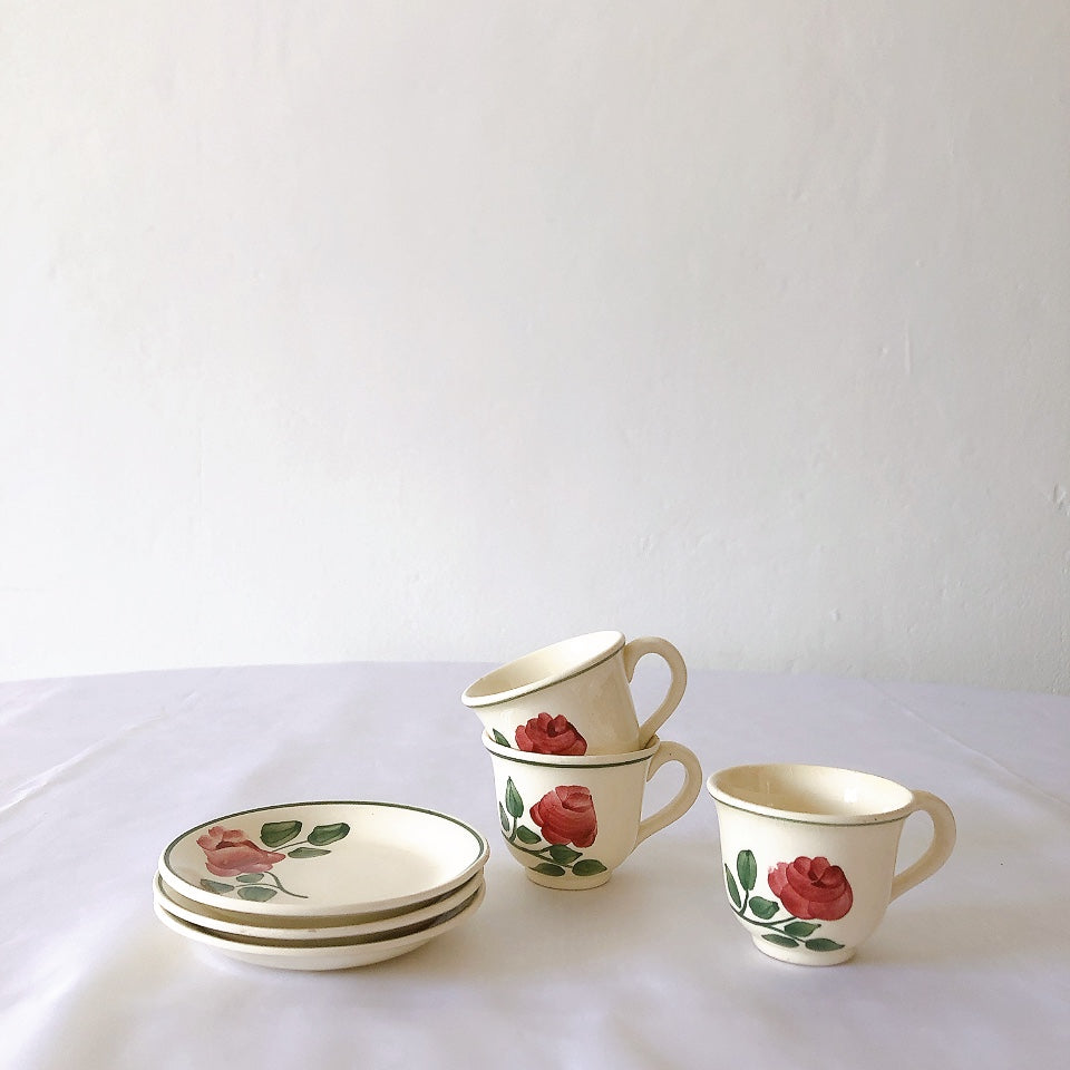 ショワジールロワ HB & Cie Choisy le Roi『ローズ』ディネットカップアンドソーサーセット フランスアンティーク食器 ブロカントアンティーク 蚤の市