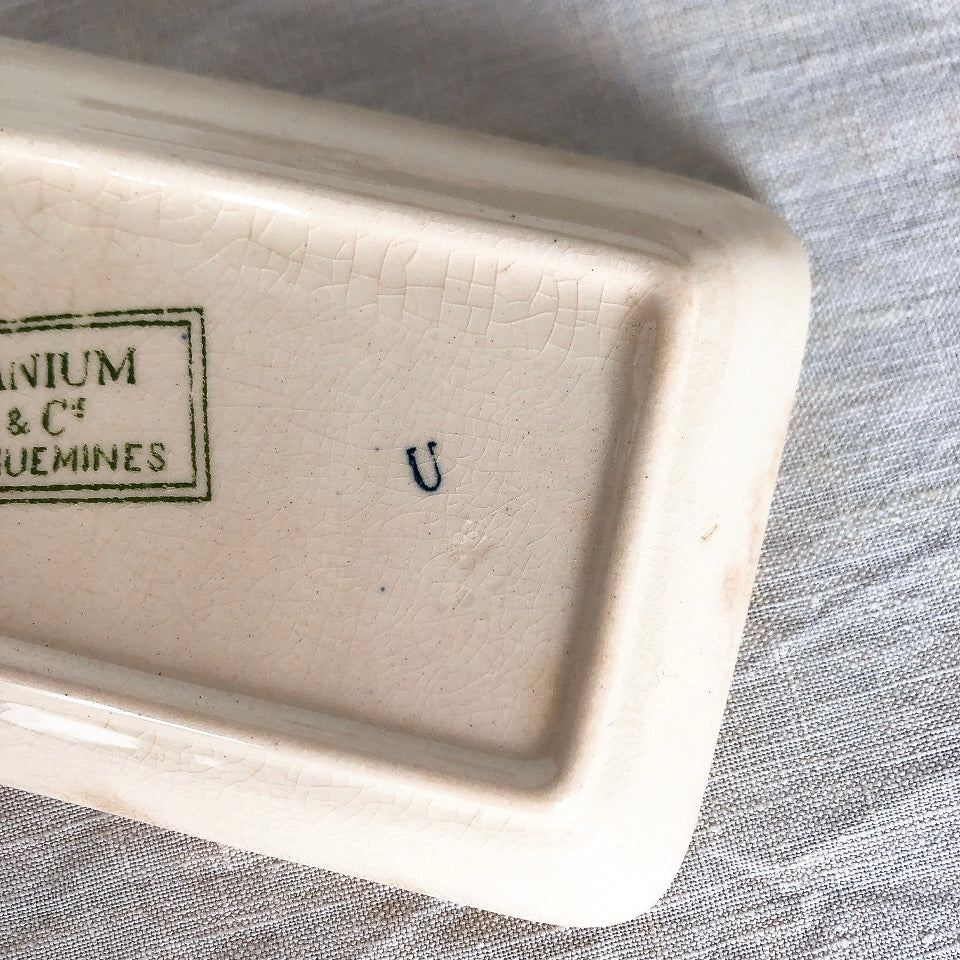 U&Cサルグミンヌ ”GERANIUM” ゼラニウム ソープディッシュ&トゥースブラシディッシュセット フランスアンティーク食器 ブロカント 蚤の市