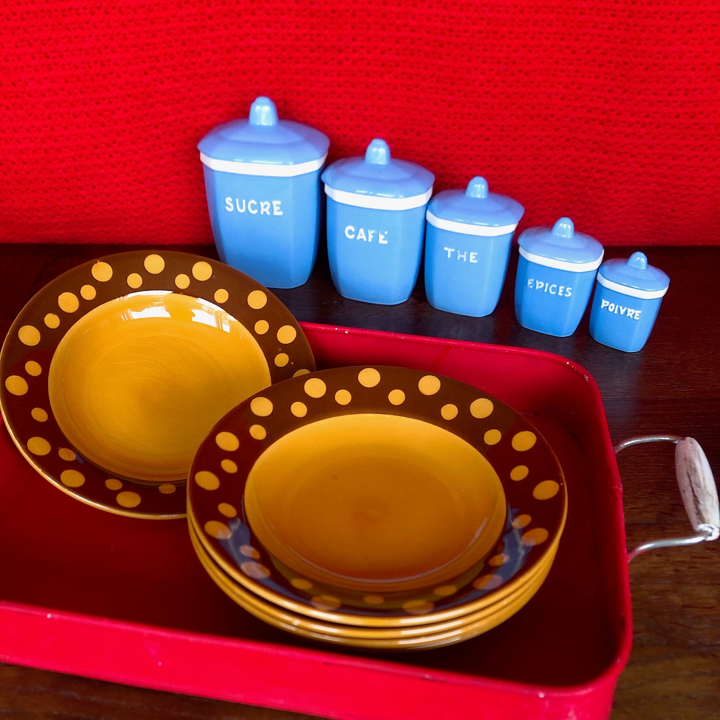 フランスアンティーク ディゴワンサルグミンヌ 陶器キャニスター 5点セット フランスアンティーク食器 ブロカント 蚤の市