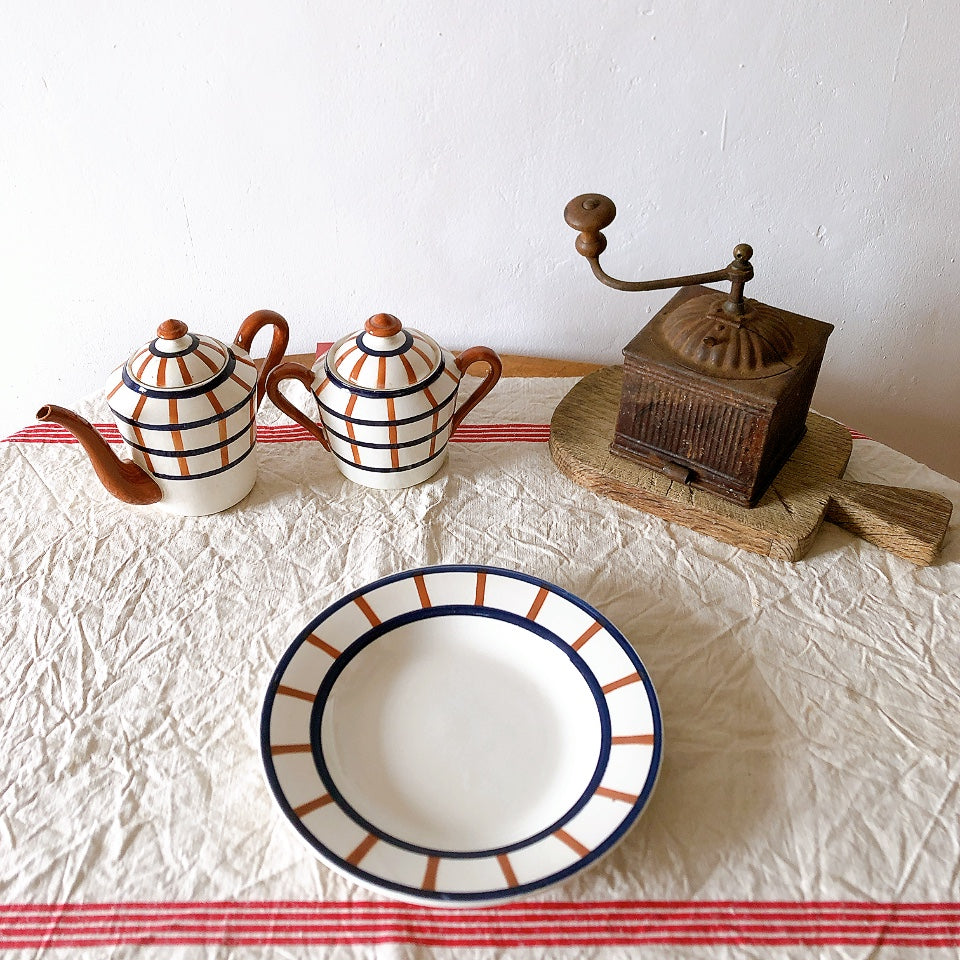 フランスアンティーク HBCM Béarn クレイユモントロー バスク柄 スープ