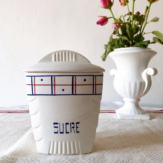 リュネヴィル K&G LUNEVILLE " MALOU"シリーズ 陶器製キャニスター SUCRE 他計4点セット フランスアンティーク食器 蚤の市 ブロカント