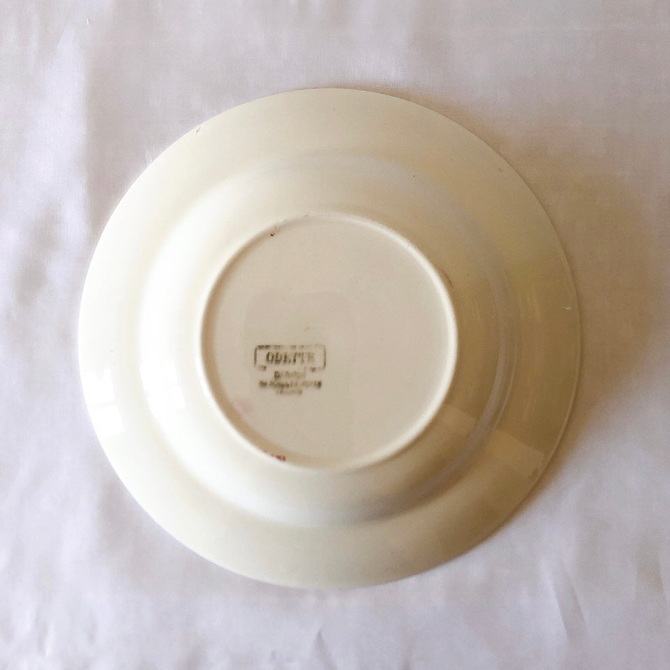 ディゴワンサルグミンヌ Digoin&sarregumines ”ODETTE” 深皿 C 赤 フランスアンティーク食器 ブロカント 蚤の市