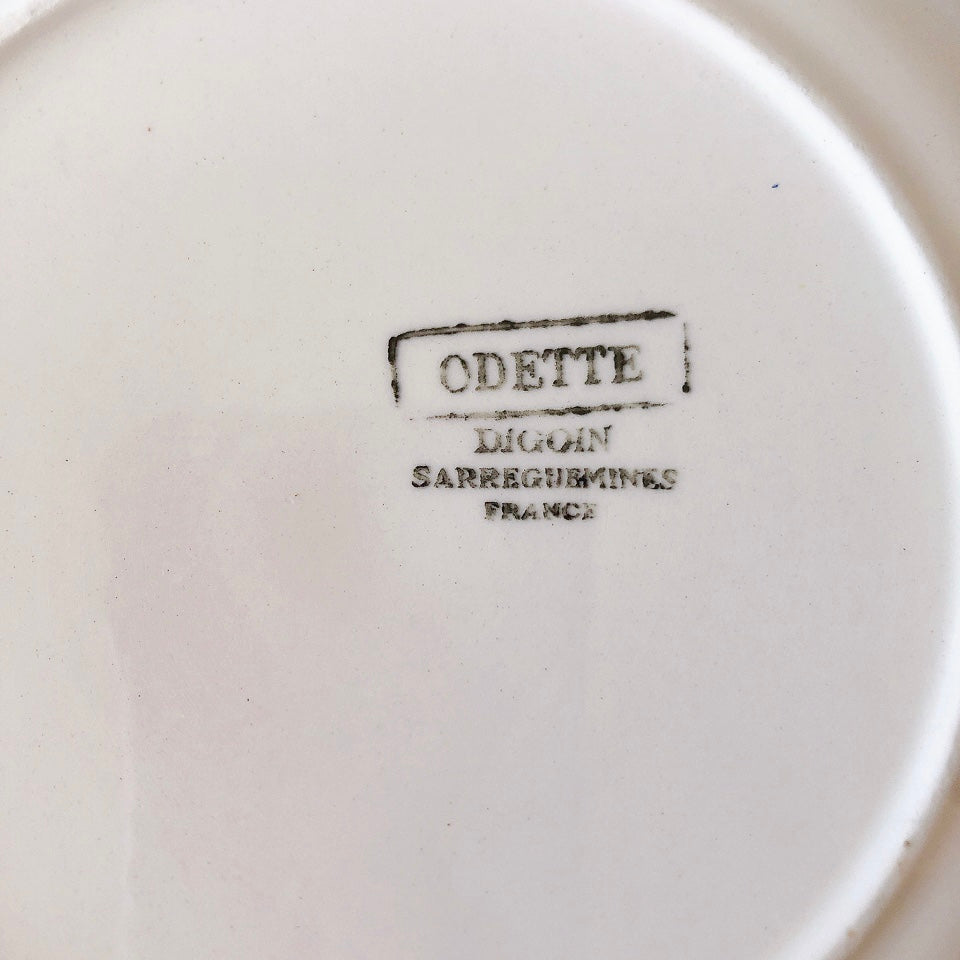 ディゴワンサルグミンヌ Digoin&sarregumines ”ODETTE” 平皿 A 赤 フランスアンティーク食器 ブロカント 蚤の市