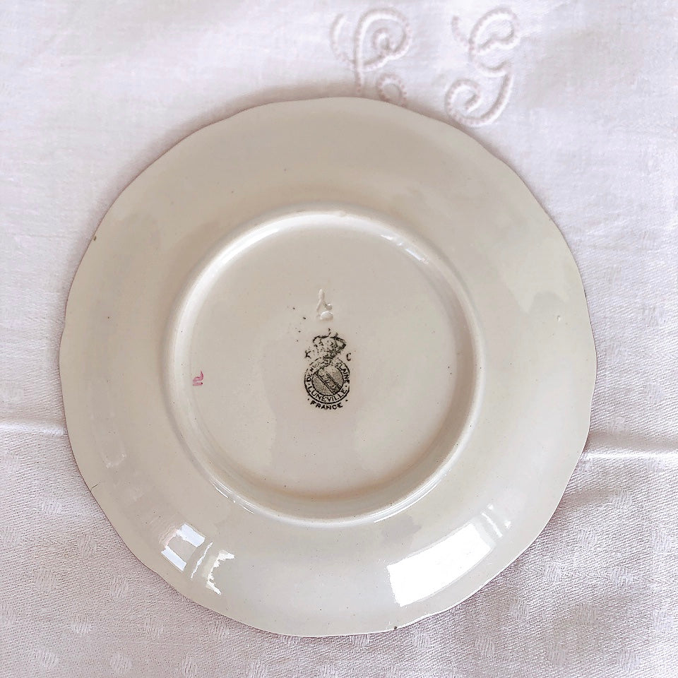 リュネヴィル " Réverbère"シリーズ ソーサー 小皿 デザート皿 3点セット A フランスアンティーク食器 蚤の市 ブロカント