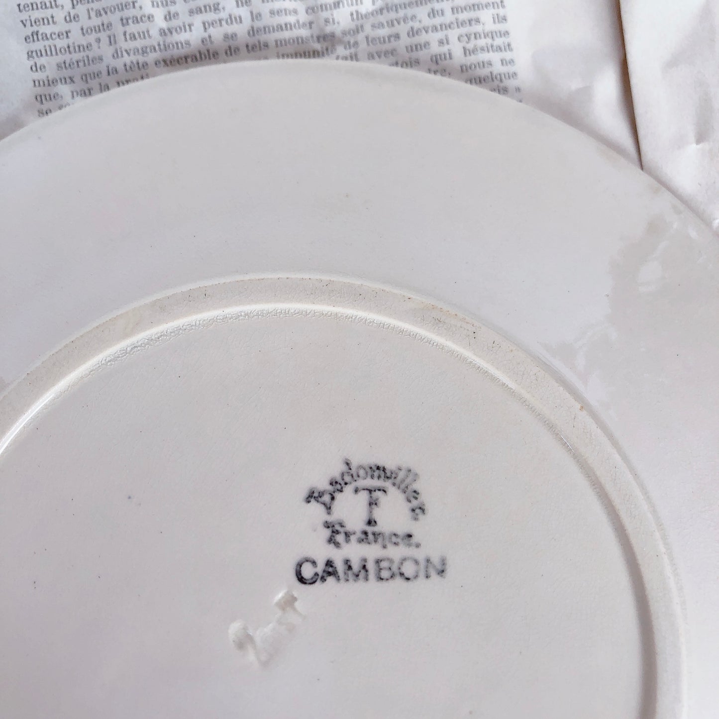 バドンヴィレー Badonviller CAMBON ディナープレート 平皿 C ブロカント フランスアンティーク食器 ビンテージ食器