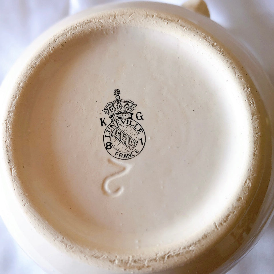 ご予約リュネヴィル " Réverbère"シリーズ シュガーポット フランスアンティーク食器 蚤の市 ブロカントアンティークス