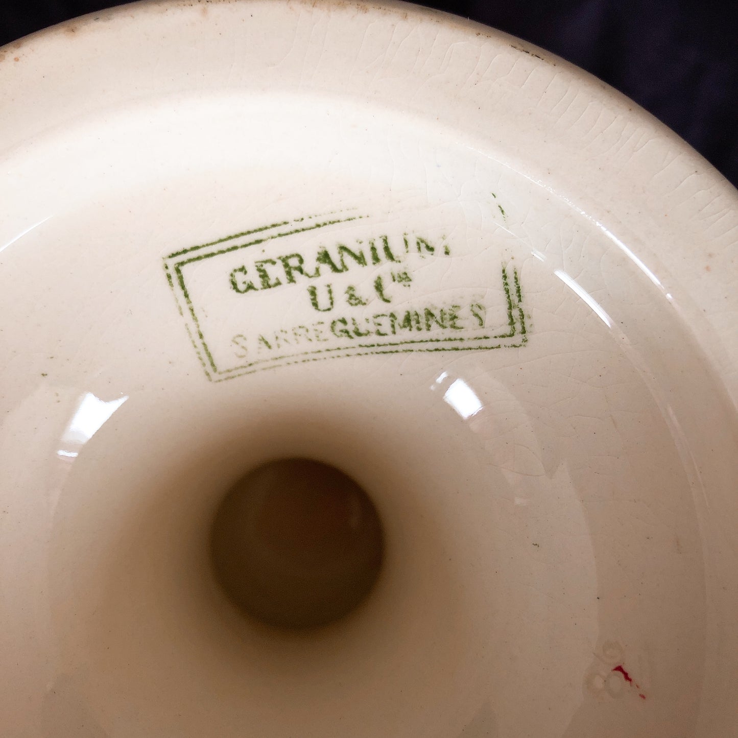 U&Cサルグミンヌ ”GERANIUM” ゼラニウム コンポ―ト皿/コンポティエ フランスアンティーク食器 ブロカント 蚤の市