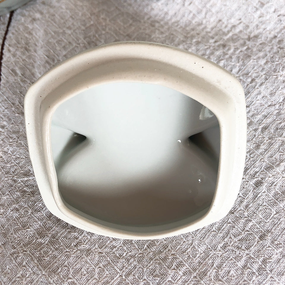 フランスアンティーク 陶器キャニスター ローズ柄ブルー 4点セット フランスアンティーク食器 ブロカント 蚤の市