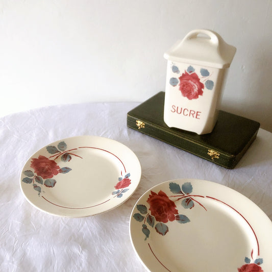 フランスアンティーク バドンヴィレー バラ柄ディナープレート 平皿 フランスアンティーク食器 ブロカントアンティーク 蚤の市