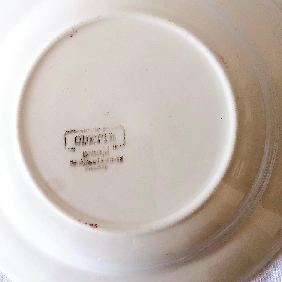 ディゴワンサルグミンヌ Digoin&sarregumines ”ODETTE” 深皿 C 赤 フランスアンティーク食器 ブロカント 蚤の市